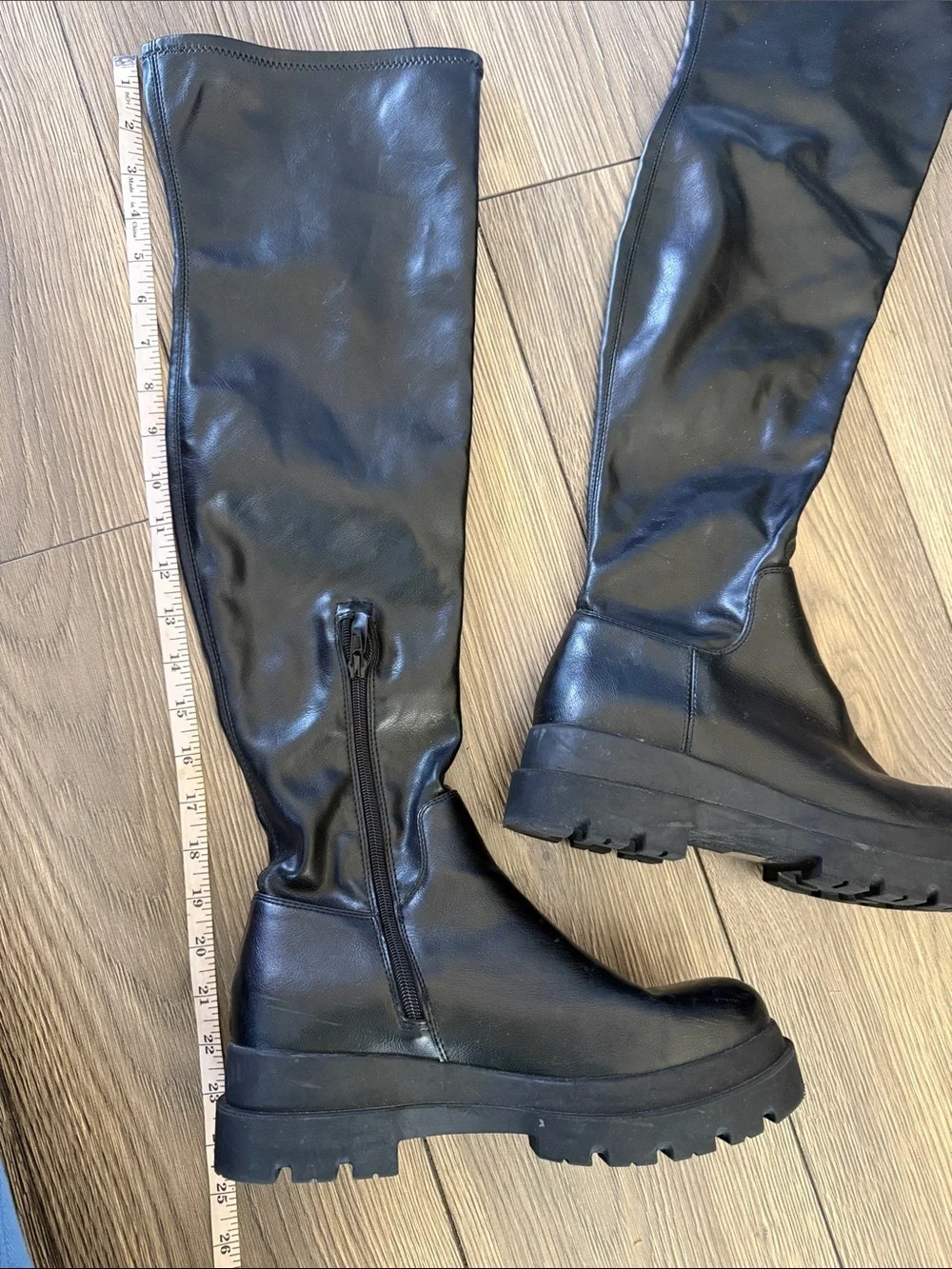 Call It Spring Black Over-the-Knee Platform Lug Boots size 9